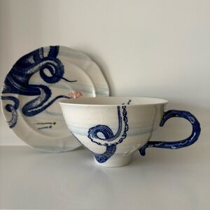 Anthropologie Octopus/Deep Sea Tea Cup Set
